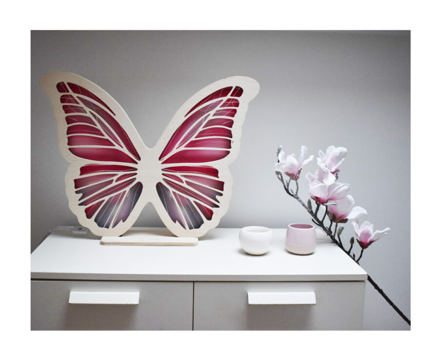 Lampa Motyl różowo-szary