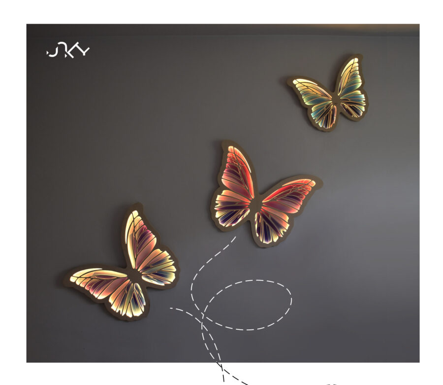 Lampa Motyl różowo-szary - obrazek 2